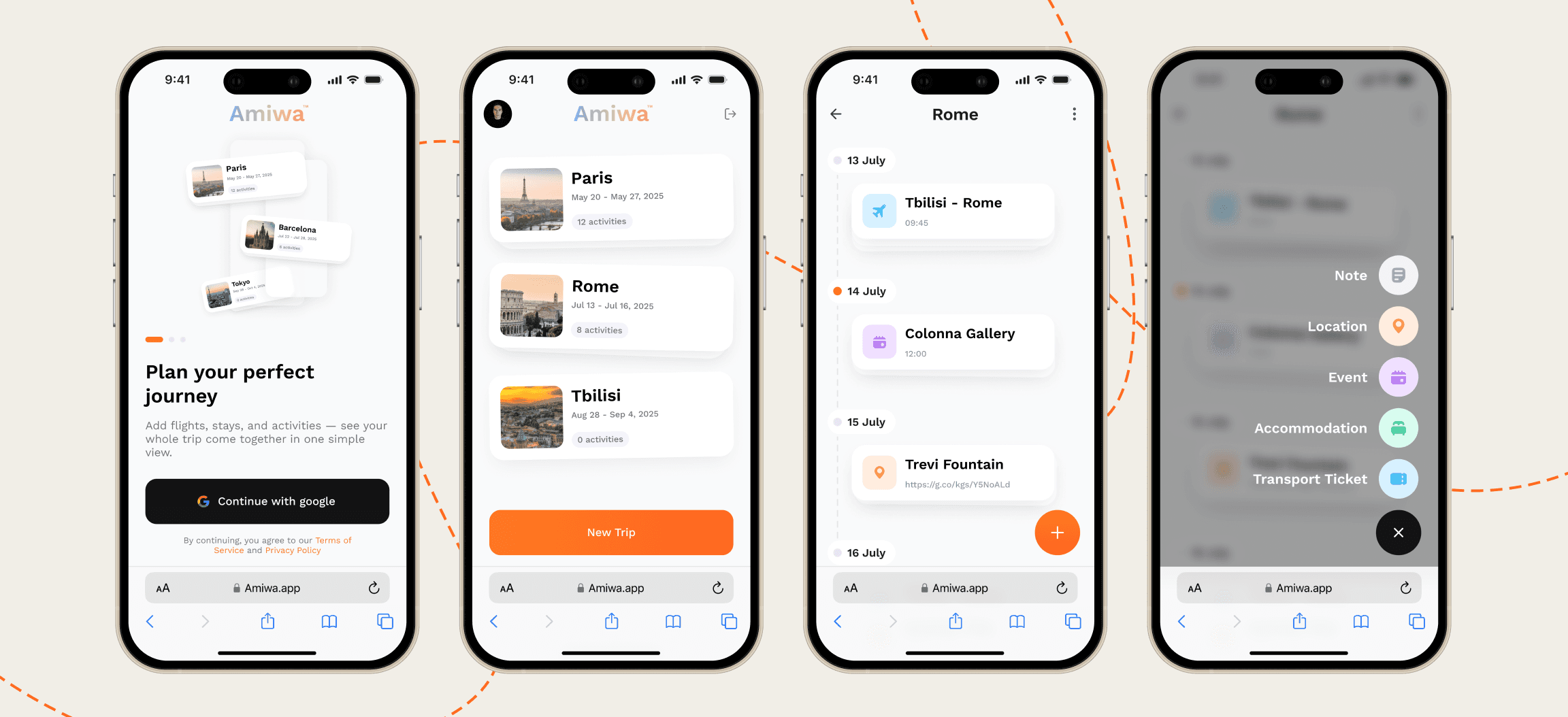Amiwa app screens showcase 1