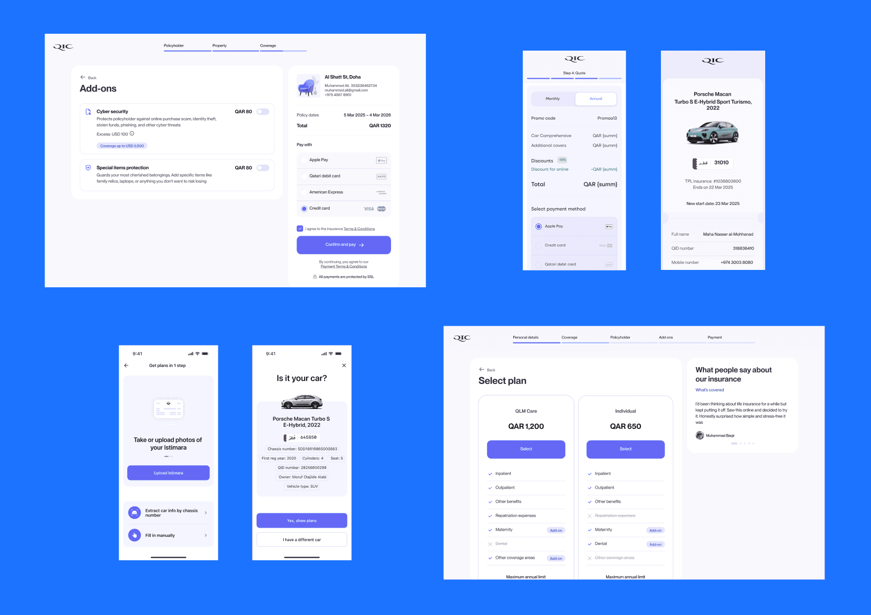 Product screens collage